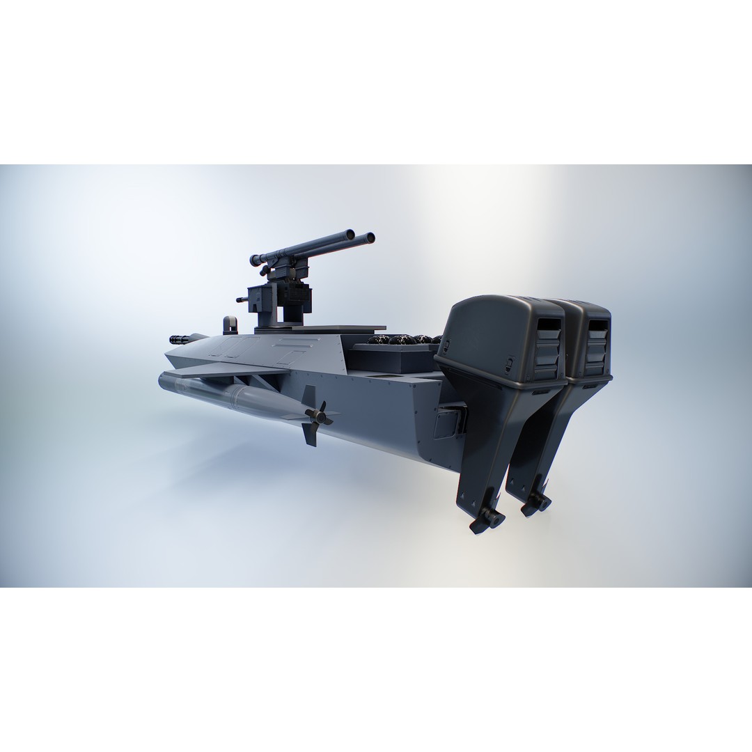 Naval Combat Drone 3D Model – Low Poly Game Ready Asset, FBX - View 8