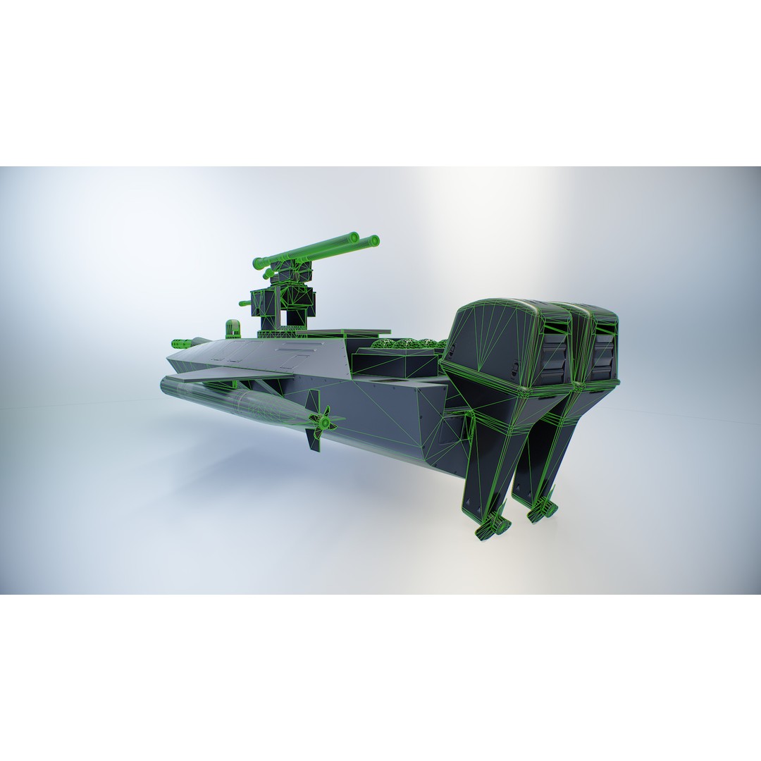 Naval Combat Drone 3D Model – Low Poly Game Ready Asset, FBX - View 9