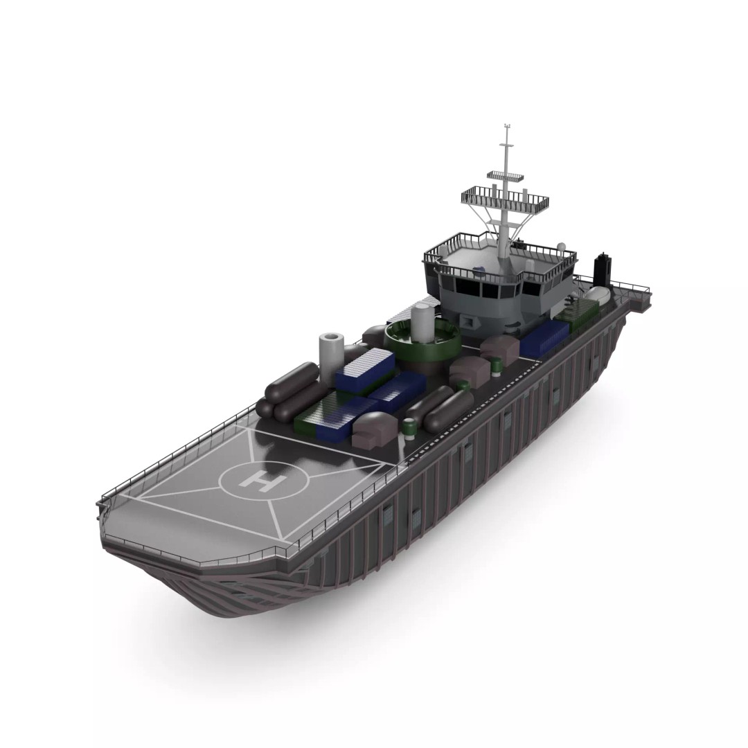 Landing Ship 3D Model – Realistic Military Watercraft, FBX