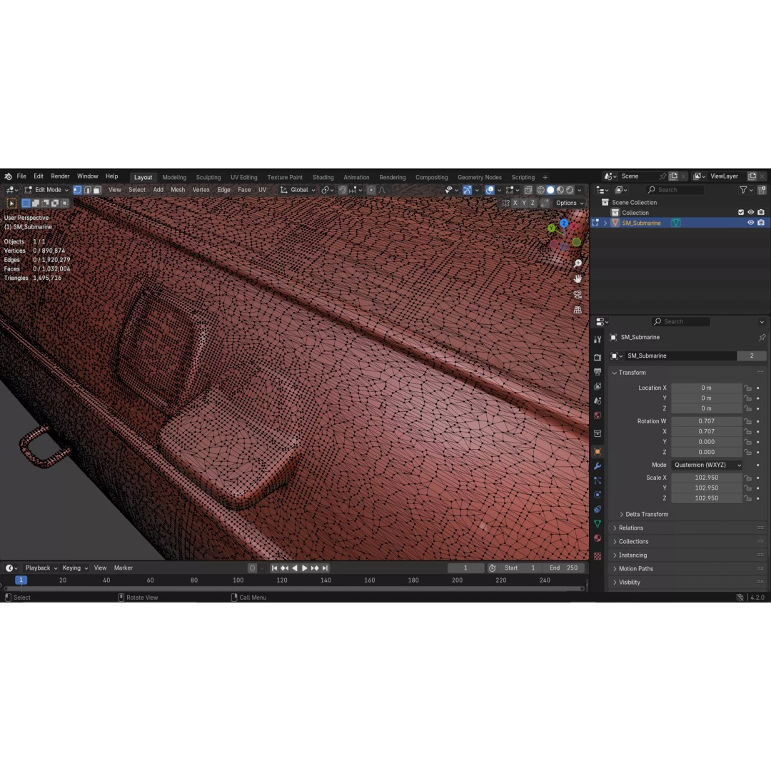 Naval Submarine 3D Model – High-Detail PBR Game Ready Asset, FBX