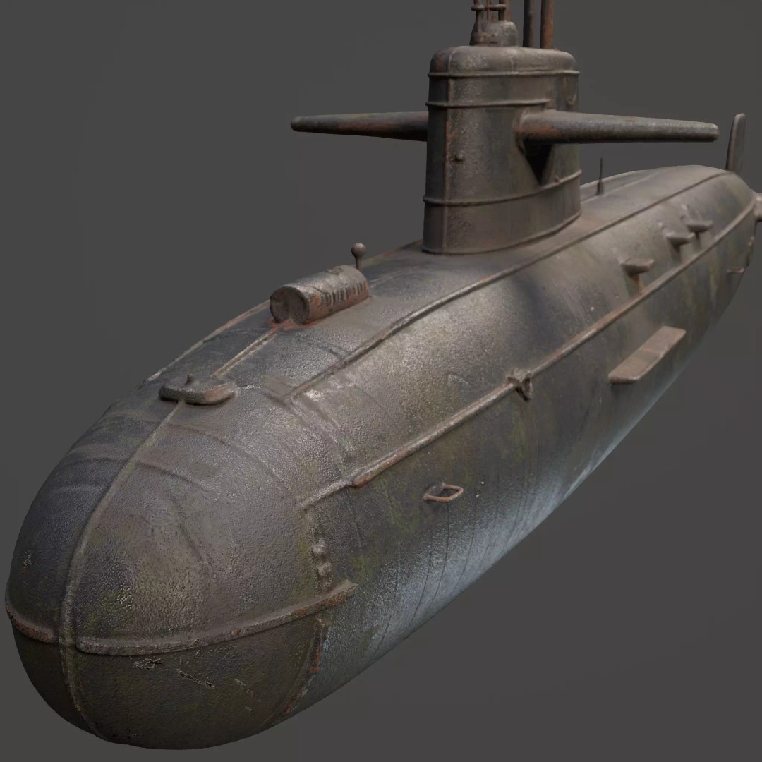 Naval Submarine 3D Model – High-Detail PBR Game Ready Asset, FBX - View 2