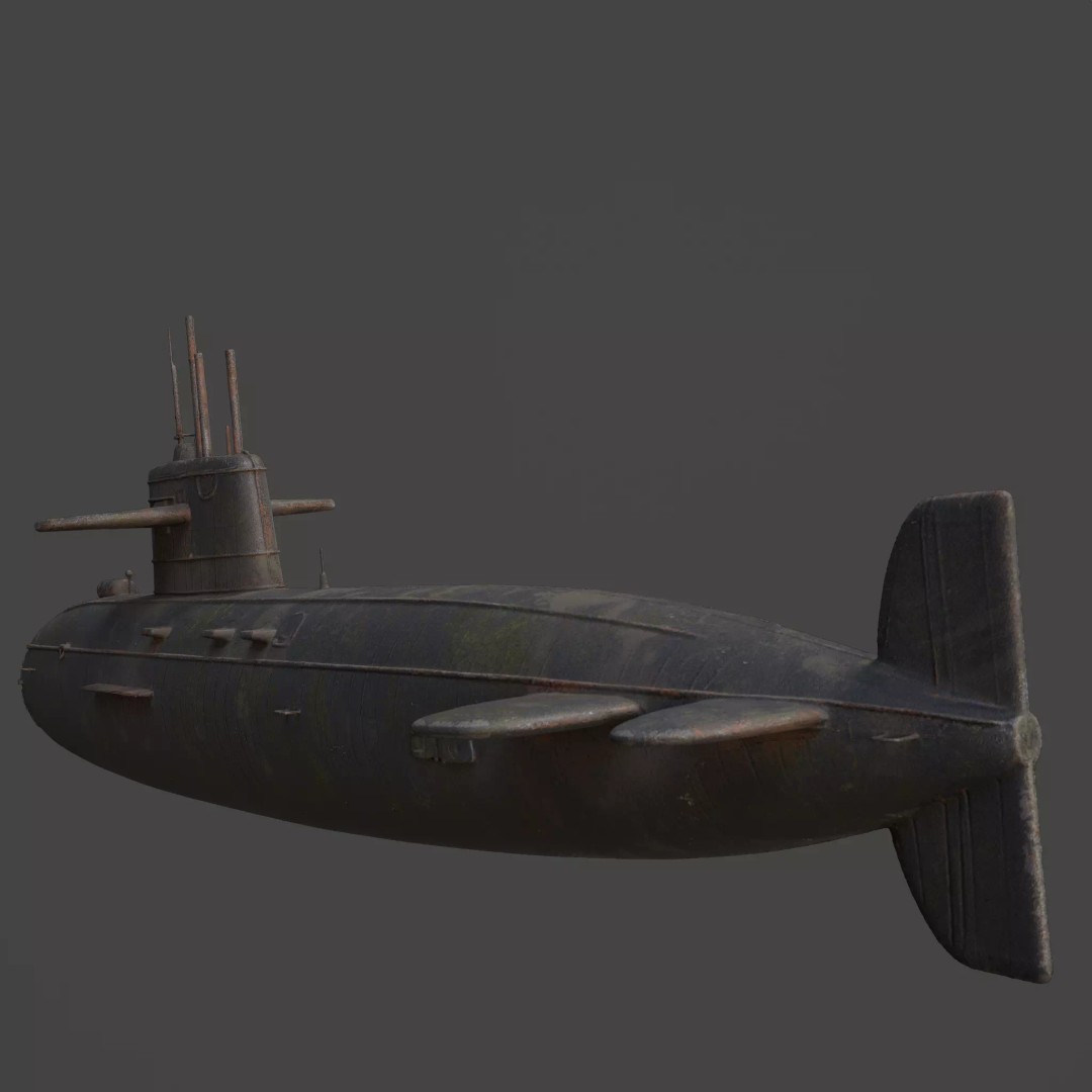 Naval Submarine 3D Model – High-Detail PBR Game Ready Asset, FBX - View 22