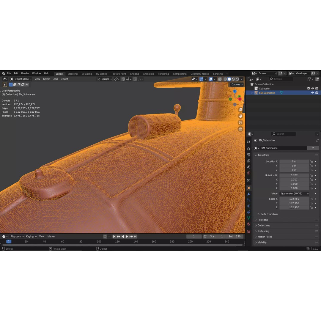 Naval Submarine 3D Model – High-Detail PBR Game Ready Asset, FBX - View 23