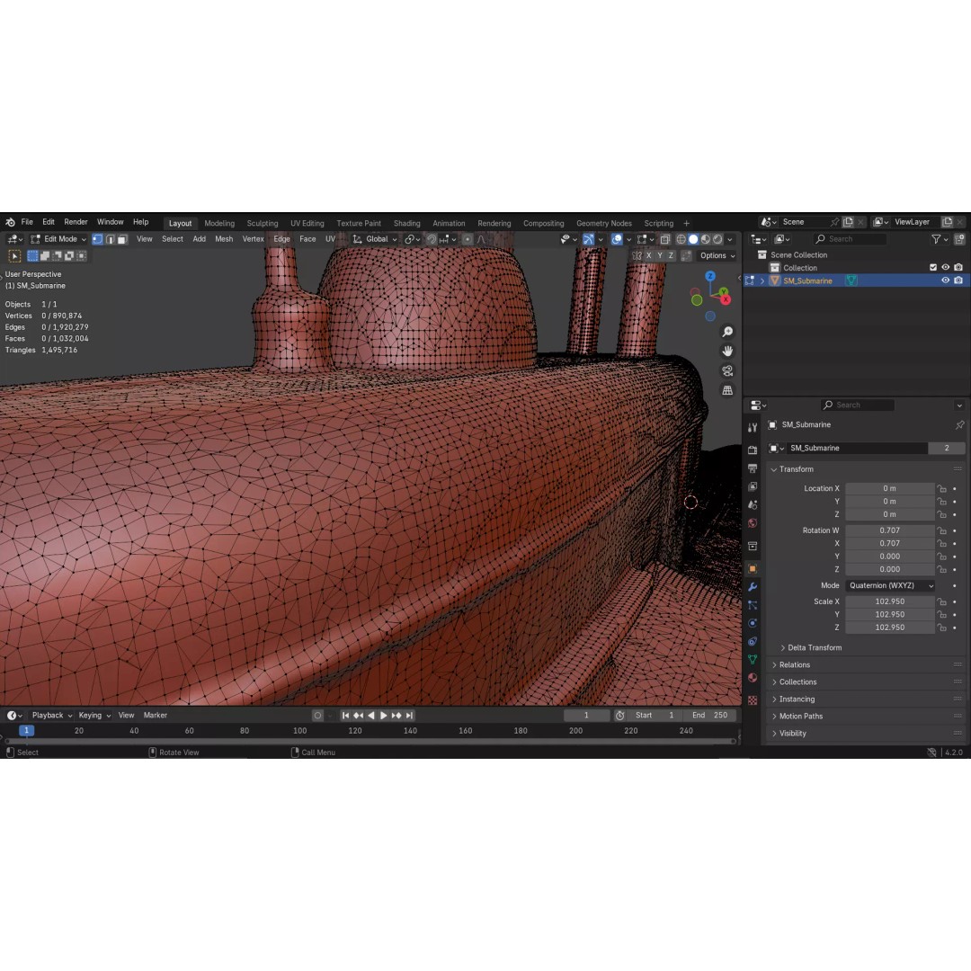 Naval Submarine 3D Model – High-Detail PBR Game Ready Asset, FBX - View 24