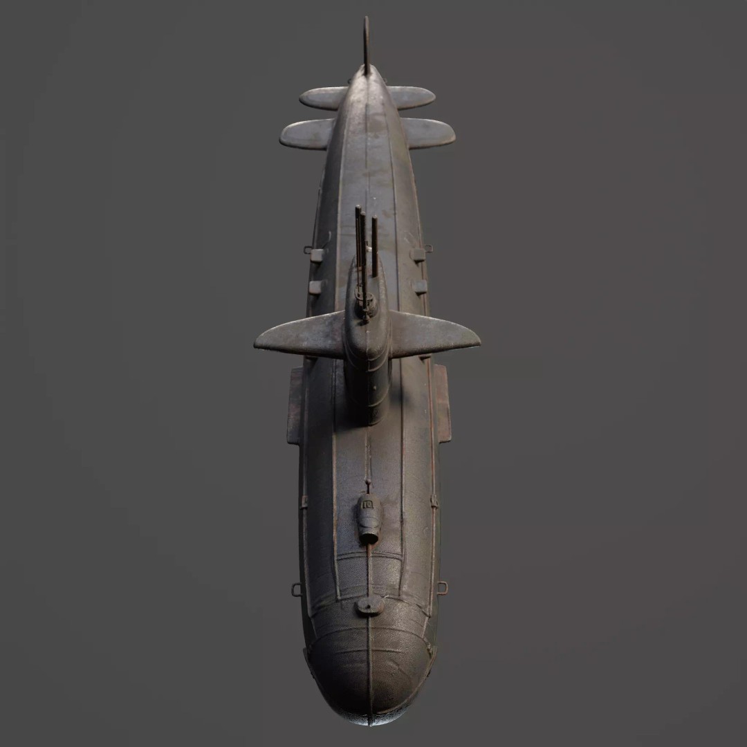 Naval Submarine 3D Model – High-Detail PBR Game Ready Asset, FBX - View 3