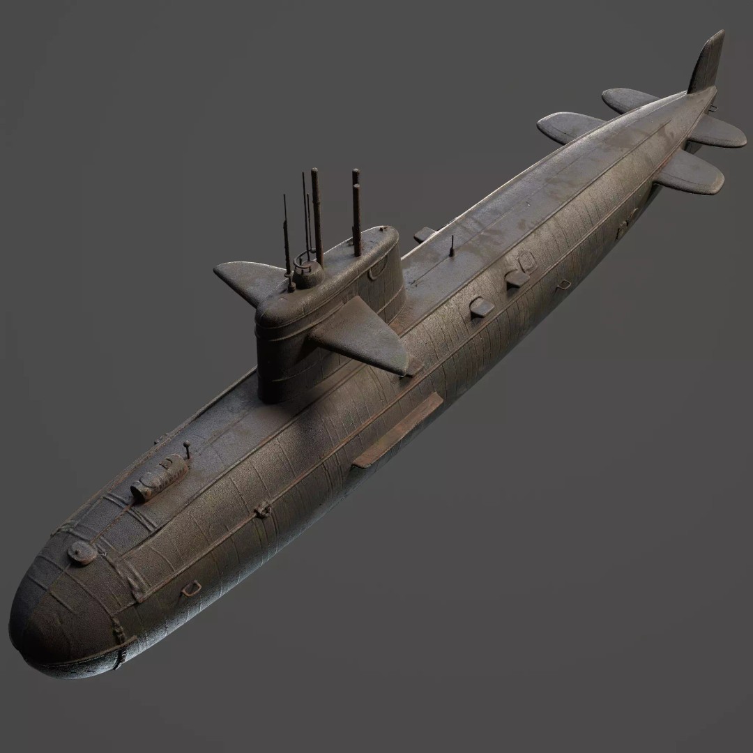 Naval Submarine 3D Model – High-Detail PBR Game Ready Asset, FBX - View 4