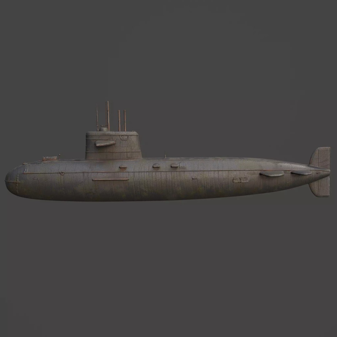 Naval Submarine 3D Model – High-Detail PBR Game Ready Asset, FBX - View 6