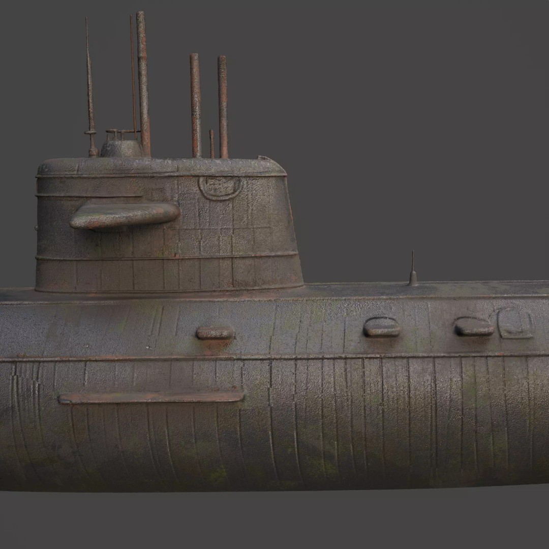 Naval Submarine 3D Model – High-Detail PBR Game Ready Asset, FBX - View 7