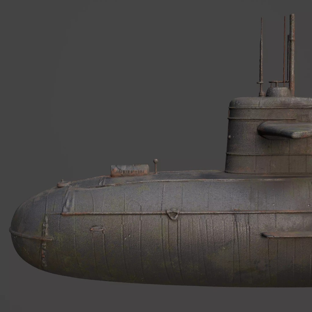 Naval Submarine 3D Model – High-Detail PBR Game Ready Asset, FBX - View 8