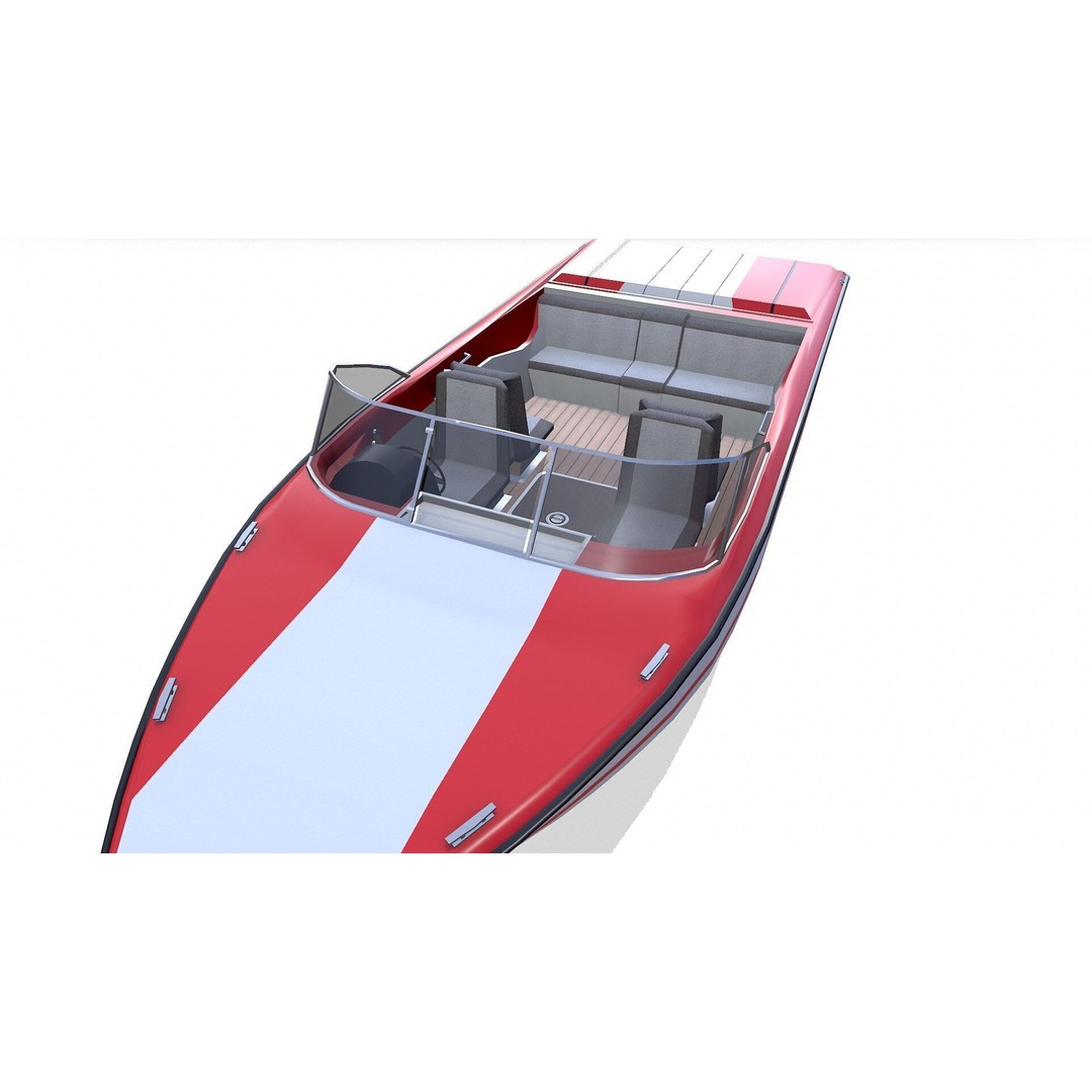 Speedboat 3D Model – Low Poly PBR Game Asset, FBX, OBJ - View 14