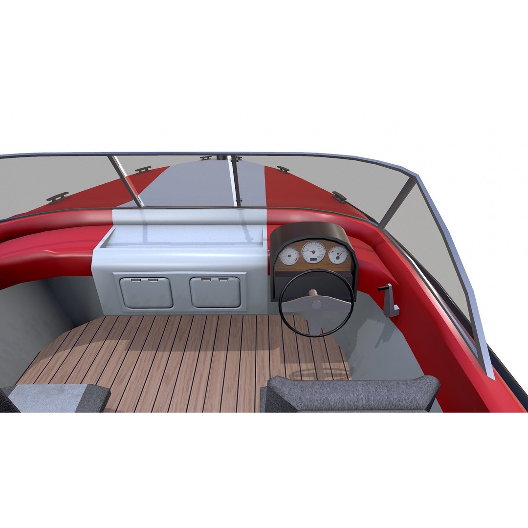 Speedboat 3D Model – Low Poly PBR Game Asset, FBX, OBJ - View 16