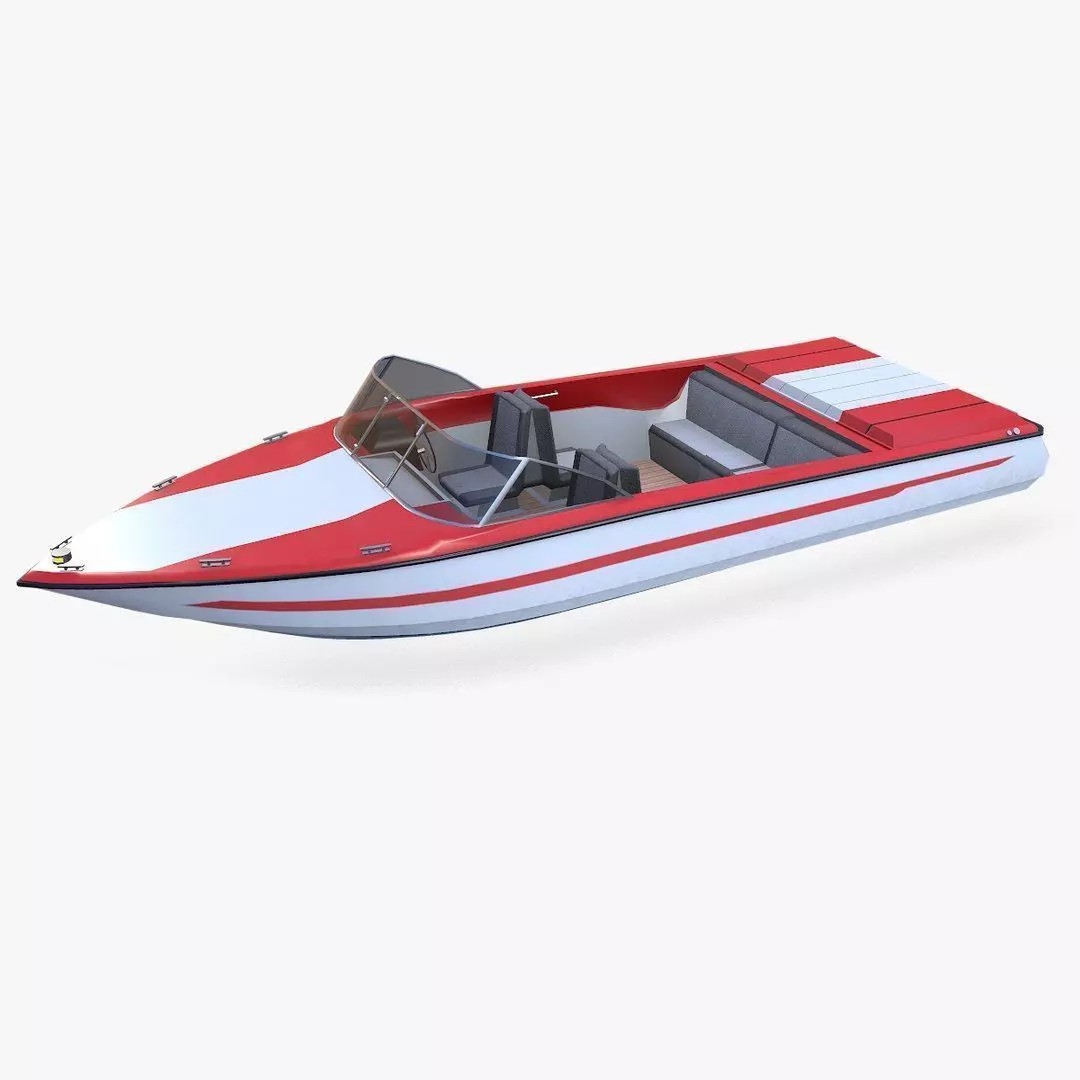 Speedboat 3D Model – Low Poly PBR Game Asset, FBX, OBJ - View 2