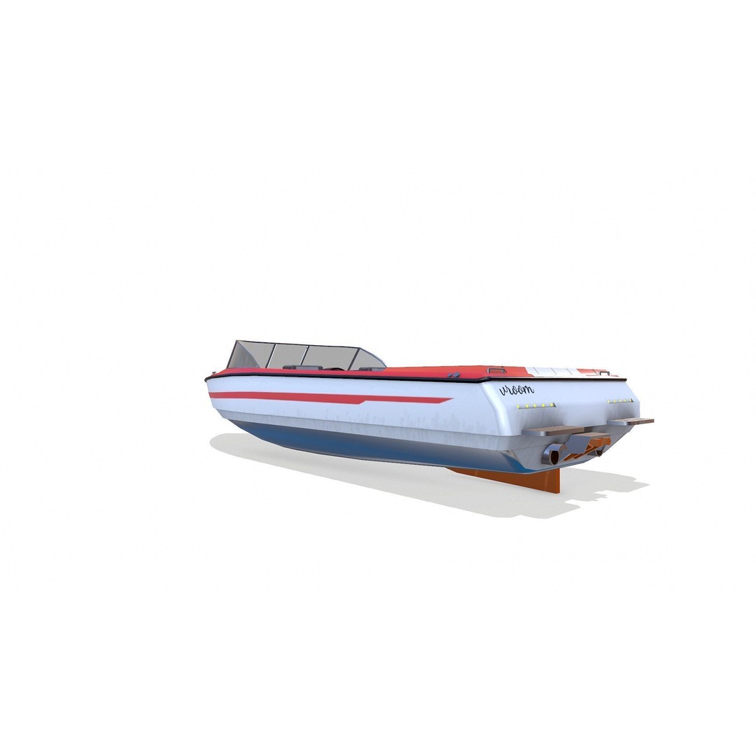 Speedboat 3D Model – Low Poly PBR Game Asset, FBX, OBJ - View 6