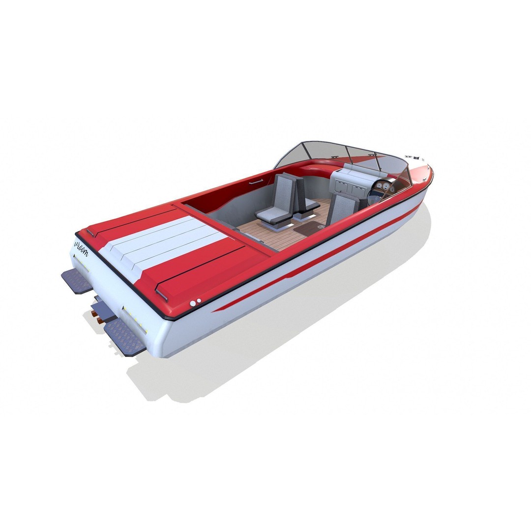 Speedboat 3D Model – Low Poly PBR Game Asset, FBX, OBJ - View 8