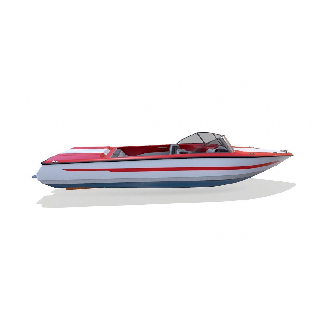 Speedboat 3D Model – Low Poly PBR Game Asset, FBX, OBJ - View 9