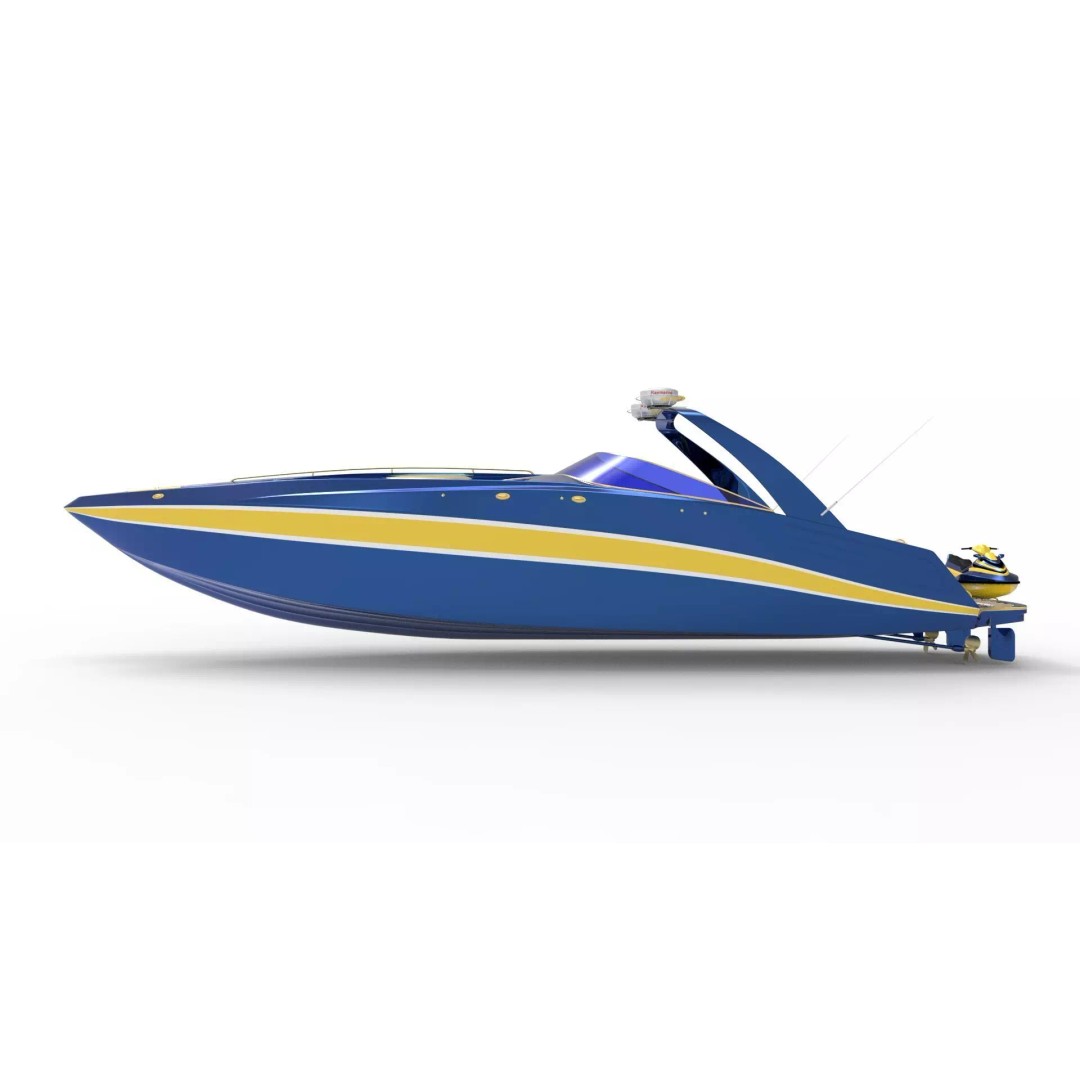 Sunseeker 18-Meter Yacht 3D Model – Low Poly Game Asset, FBX - View 3