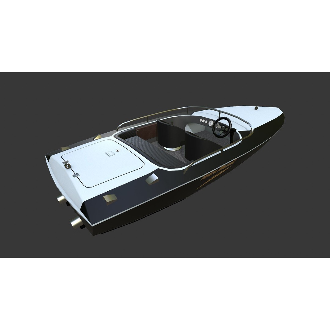 Speedboat 3D Model – Low Poly PBR Game Asset, FBX, OBJ - View 11