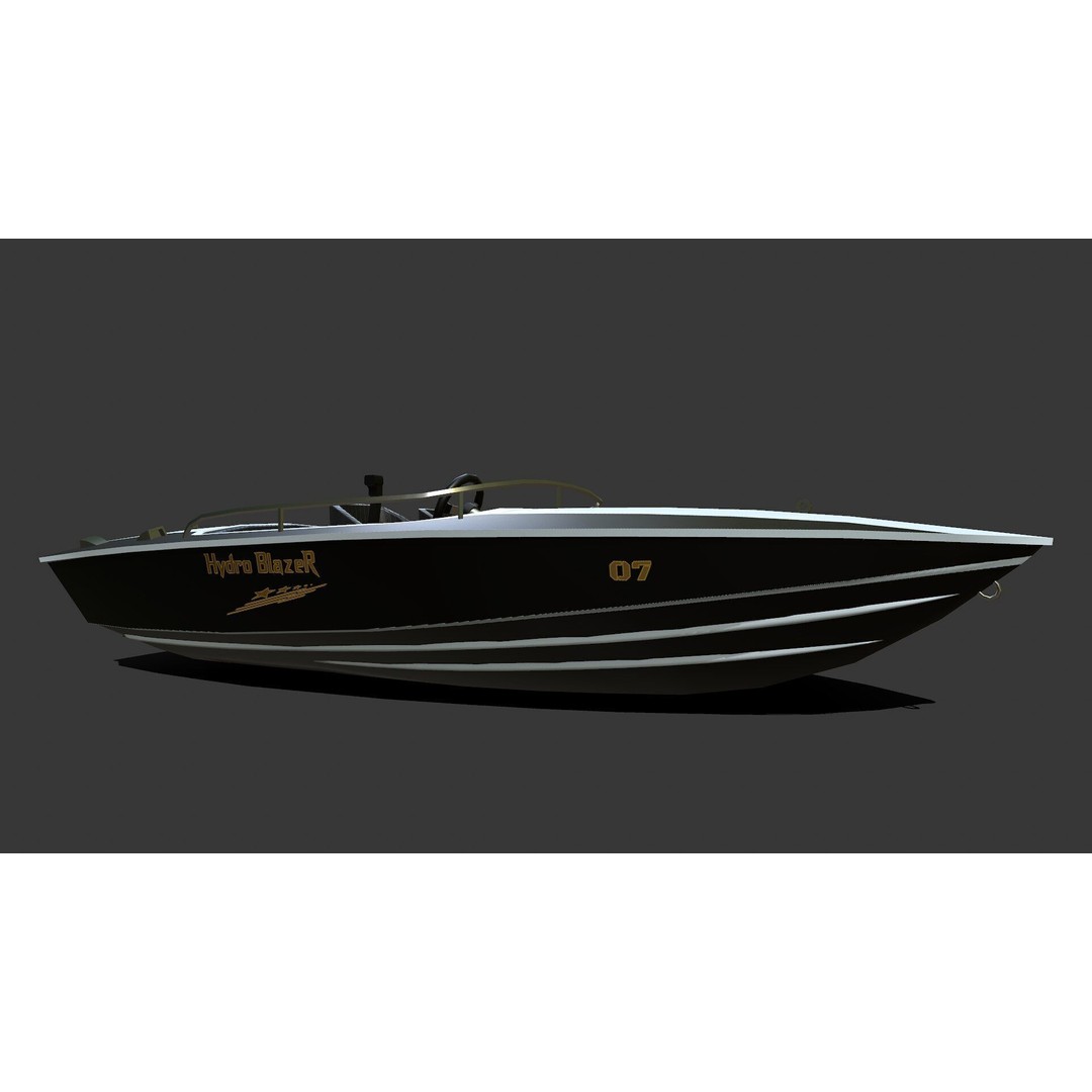 Speedboat 3D Model – Low Poly PBR Game Asset, FBX, OBJ - View 14
