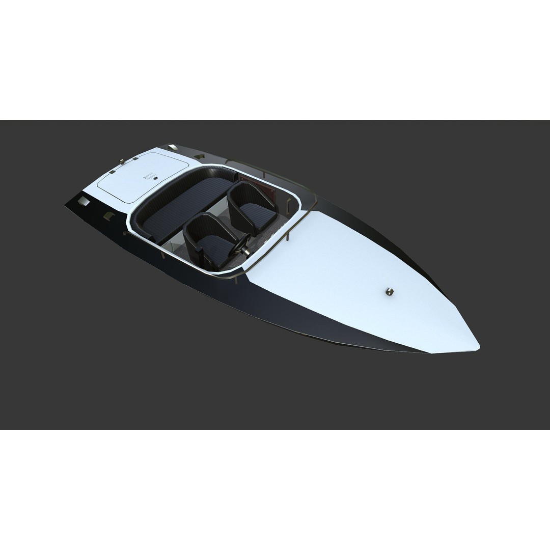 Speedboat 3D Model – Low Poly PBR Game Asset, FBX, OBJ - View 15