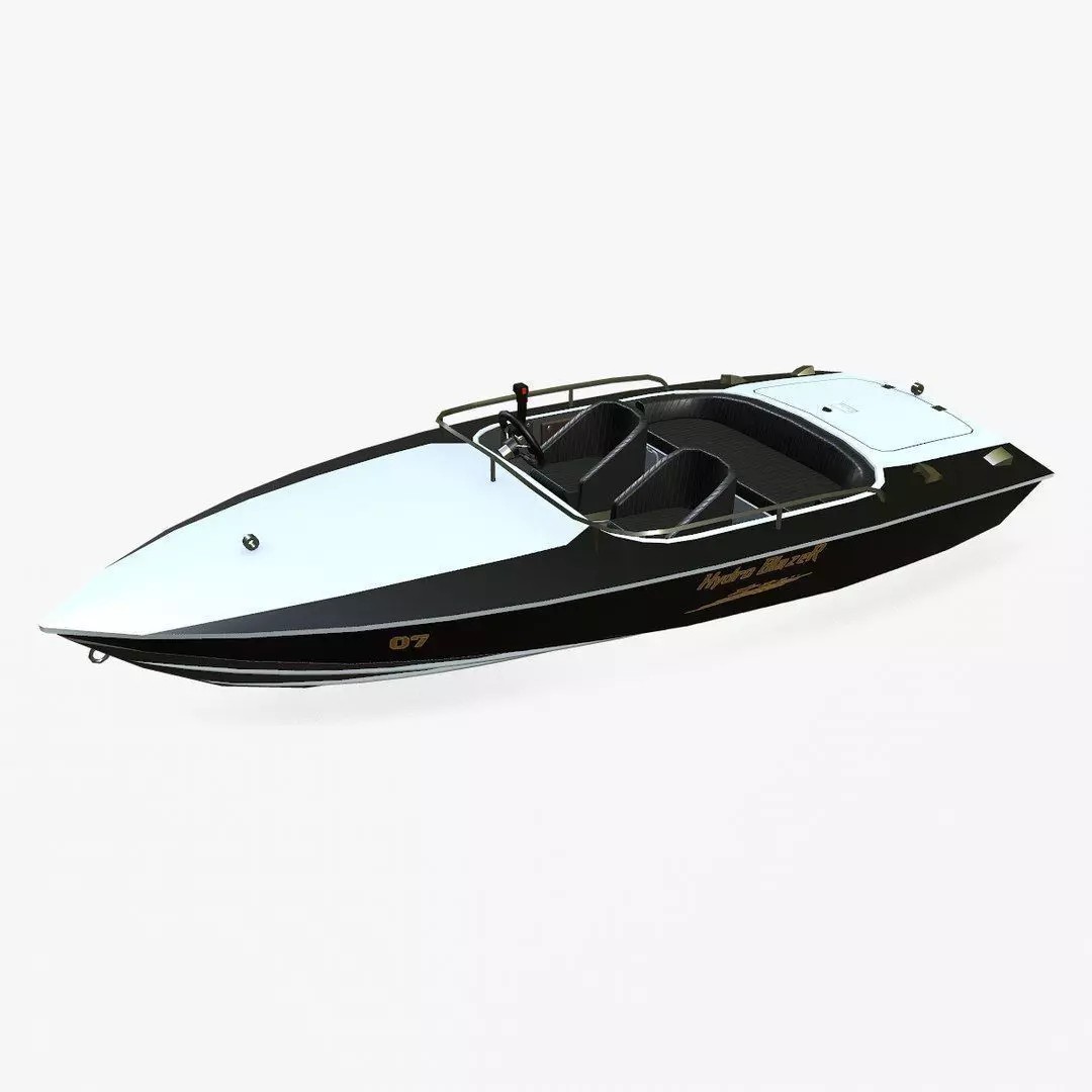 Speedboat 3D Model – Low Poly PBR Game Asset, FBX, OBJ - View 2