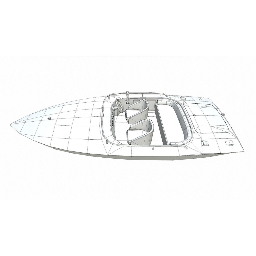 Speedboat 3D Model – Low Poly PBR Game Asset, FBX, OBJ - View 28