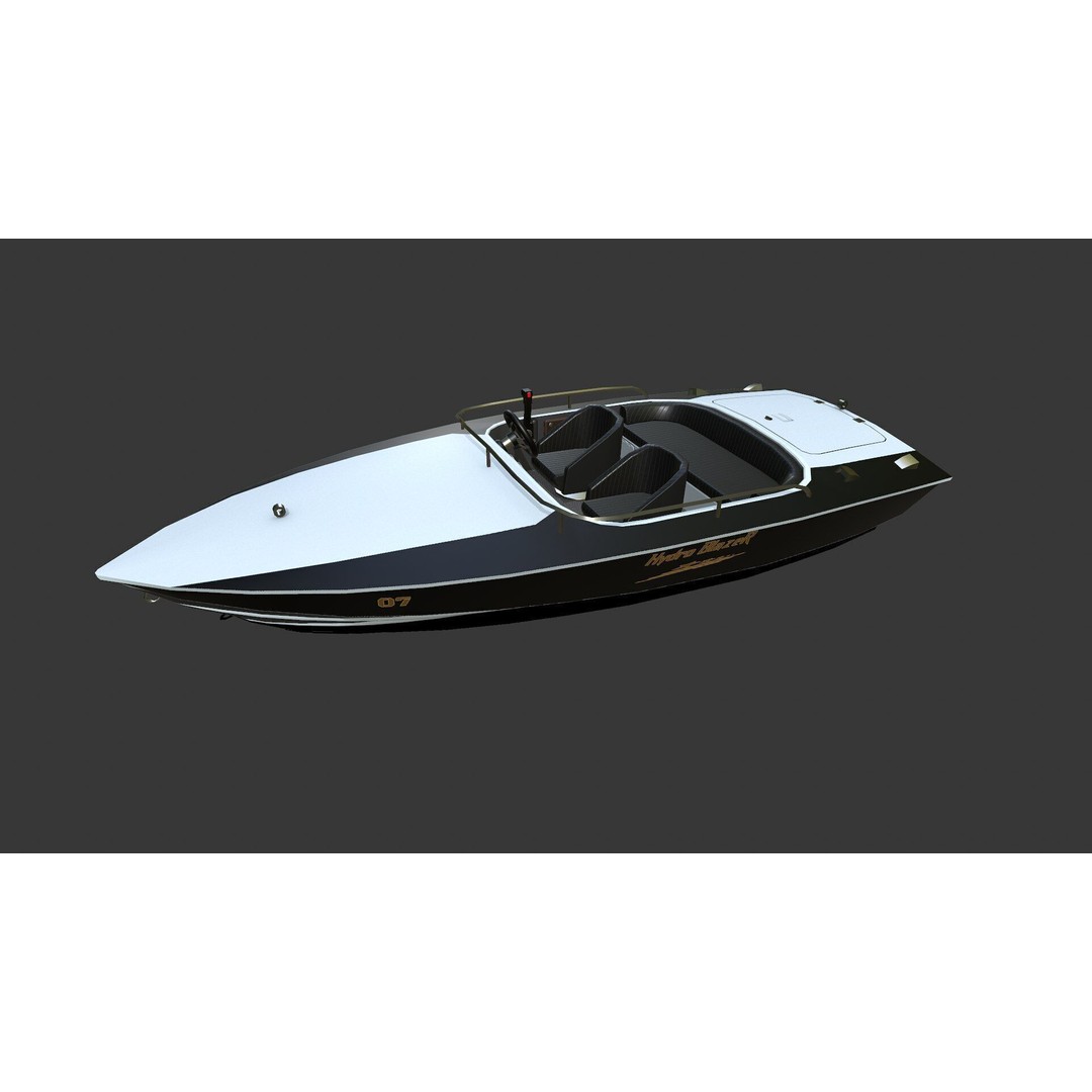 Speedboat 3D Model – Low Poly PBR Game Asset, FBX, OBJ - View 3