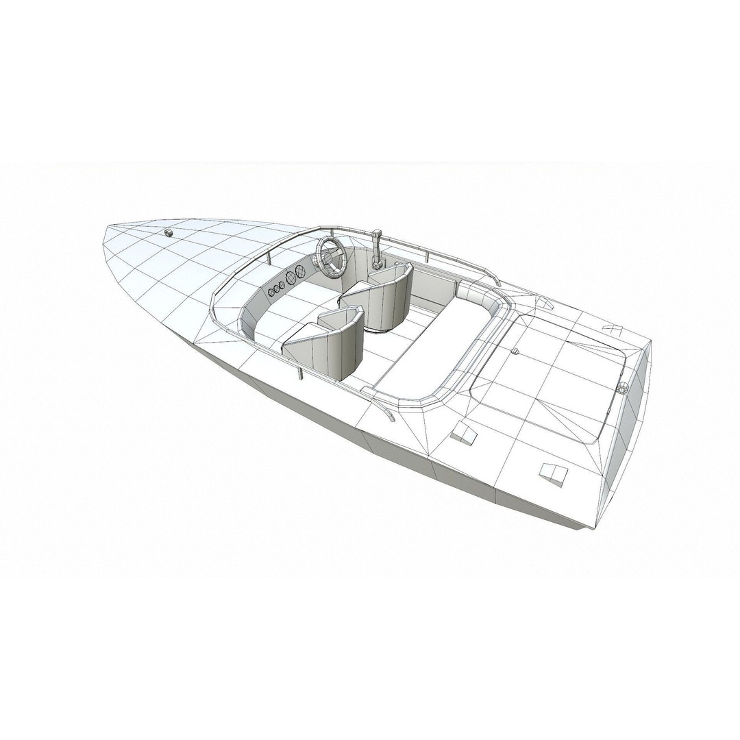 Speedboat 3D Model – Low Poly PBR Game Asset, FBX, OBJ - View 30