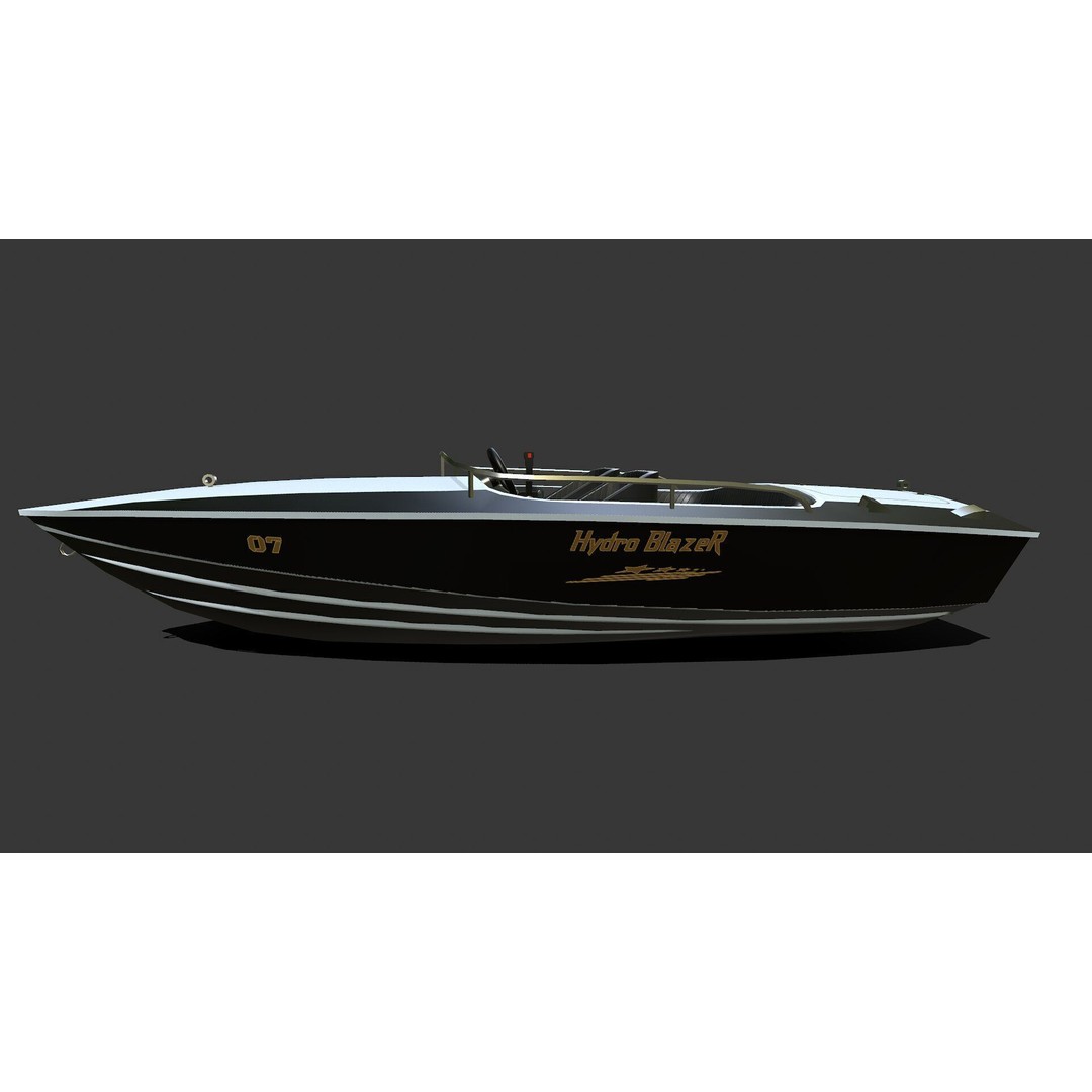 Speedboat 3D Model – Low Poly PBR Game Asset, FBX, OBJ - View 4