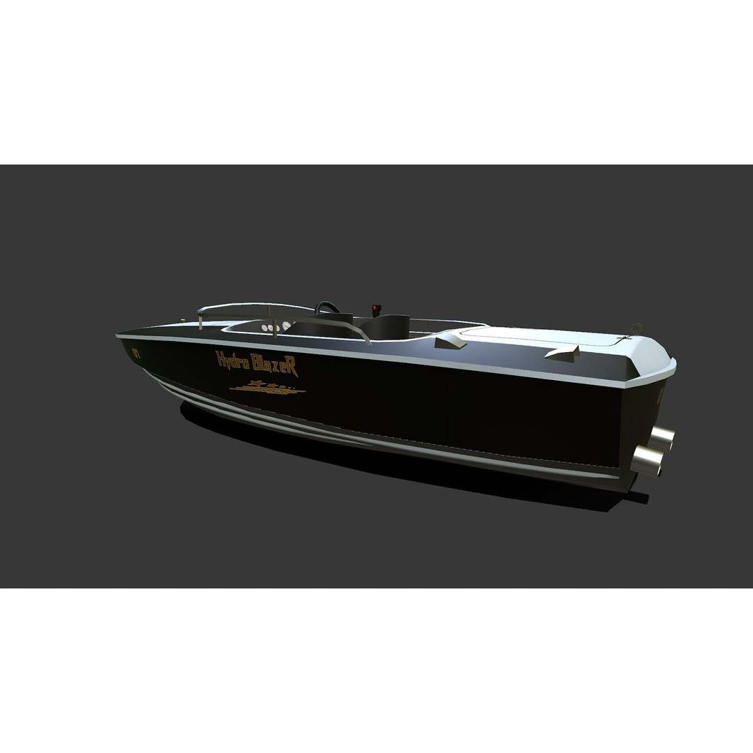 Speedboat 3D Model – Low Poly PBR Game Asset, FBX, OBJ - View 6