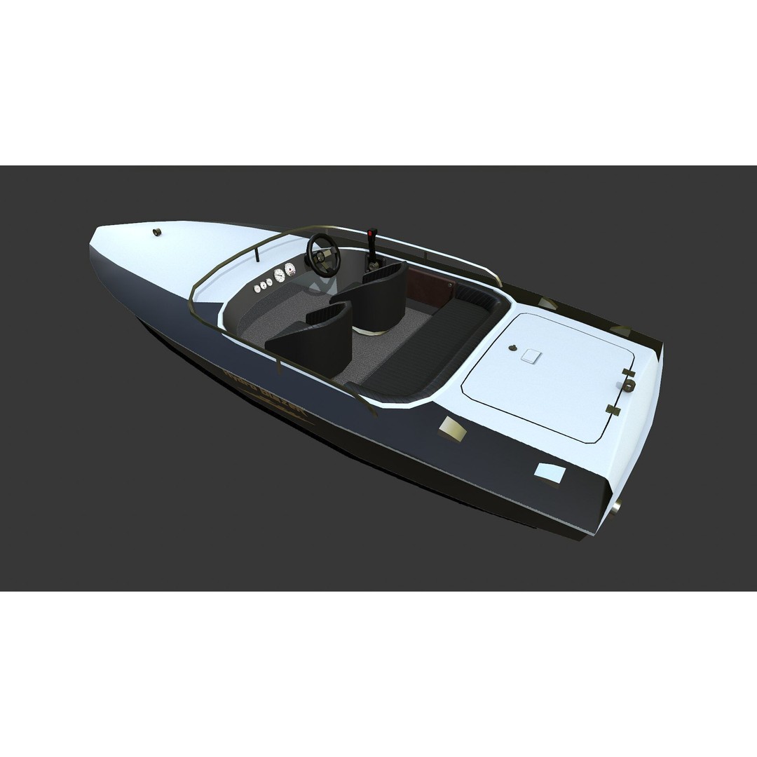 Speedboat 3D Model – Low Poly PBR Game Asset, FBX, OBJ - View 7