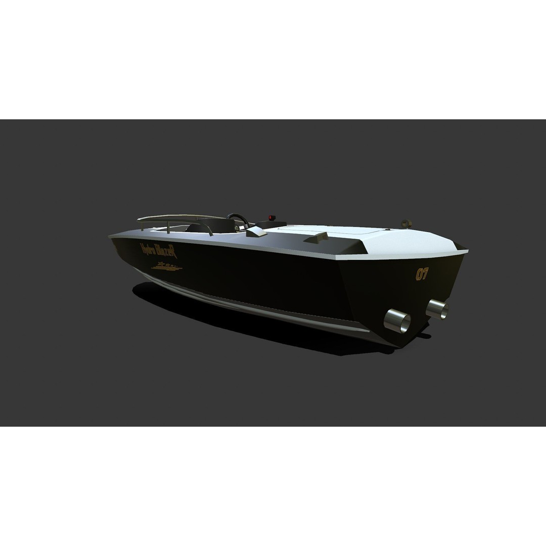 Speedboat 3D Model – Low Poly PBR Game Asset, FBX, OBJ - View 8