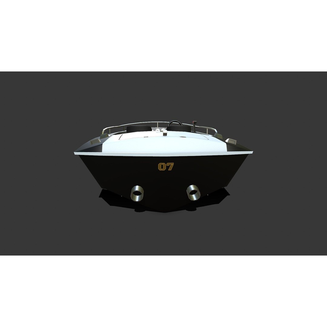 Speedboat 3D Model – Low Poly PBR Game Asset, FBX, OBJ - View 9