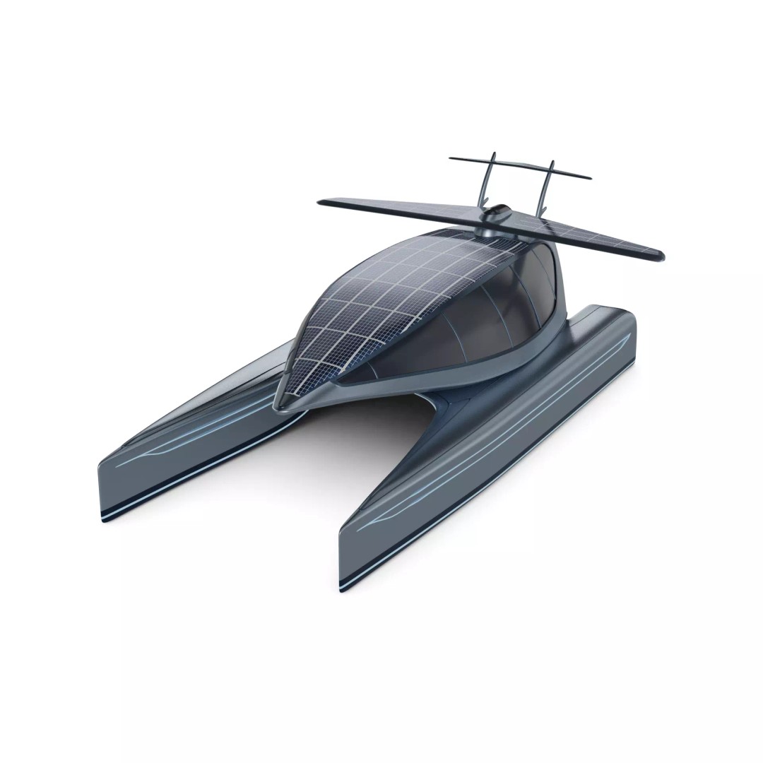Futuristic Catamaran 3D Model – Low Poly Game Asset, FBX