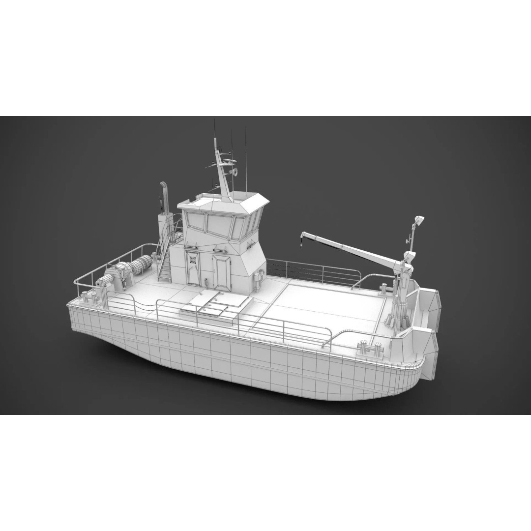 Multifunctional Tugboat 3D Model – Low Poly Industrial Asset, FBX