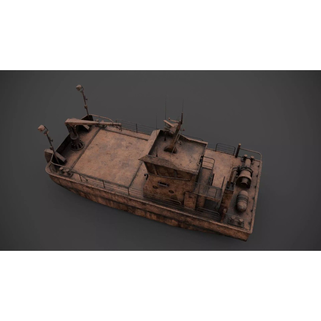 Multifunctional Tugboat 3D Model – Low Poly Industrial Asset, FBX - View 10