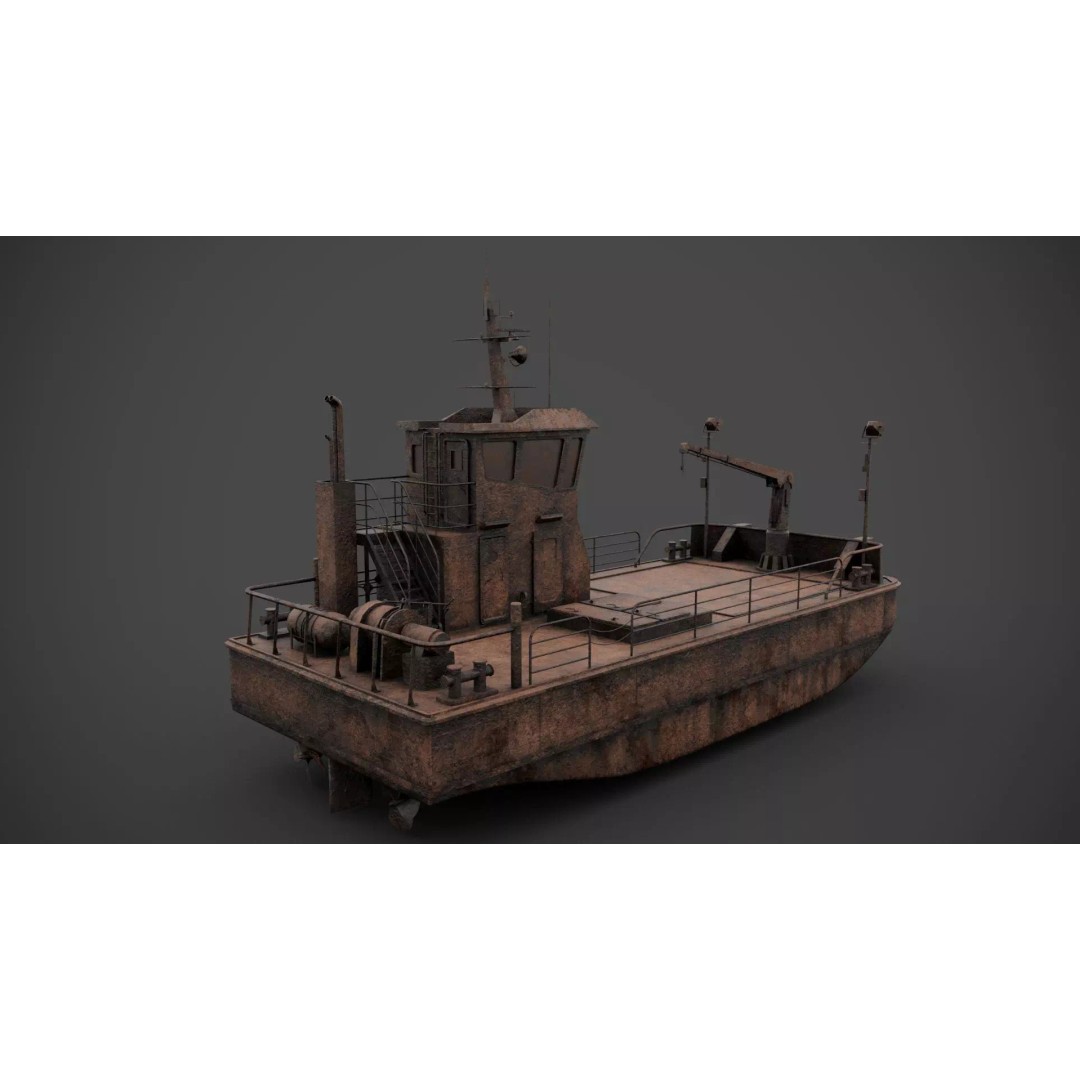 Multifunctional Tugboat 3D Model – Low Poly Industrial Asset, FBX - View 11