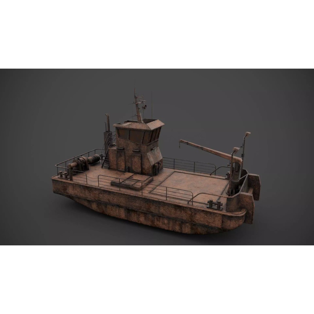 Multifunctional Tugboat 3D Model – Low Poly Industrial Asset, FBX - View 8