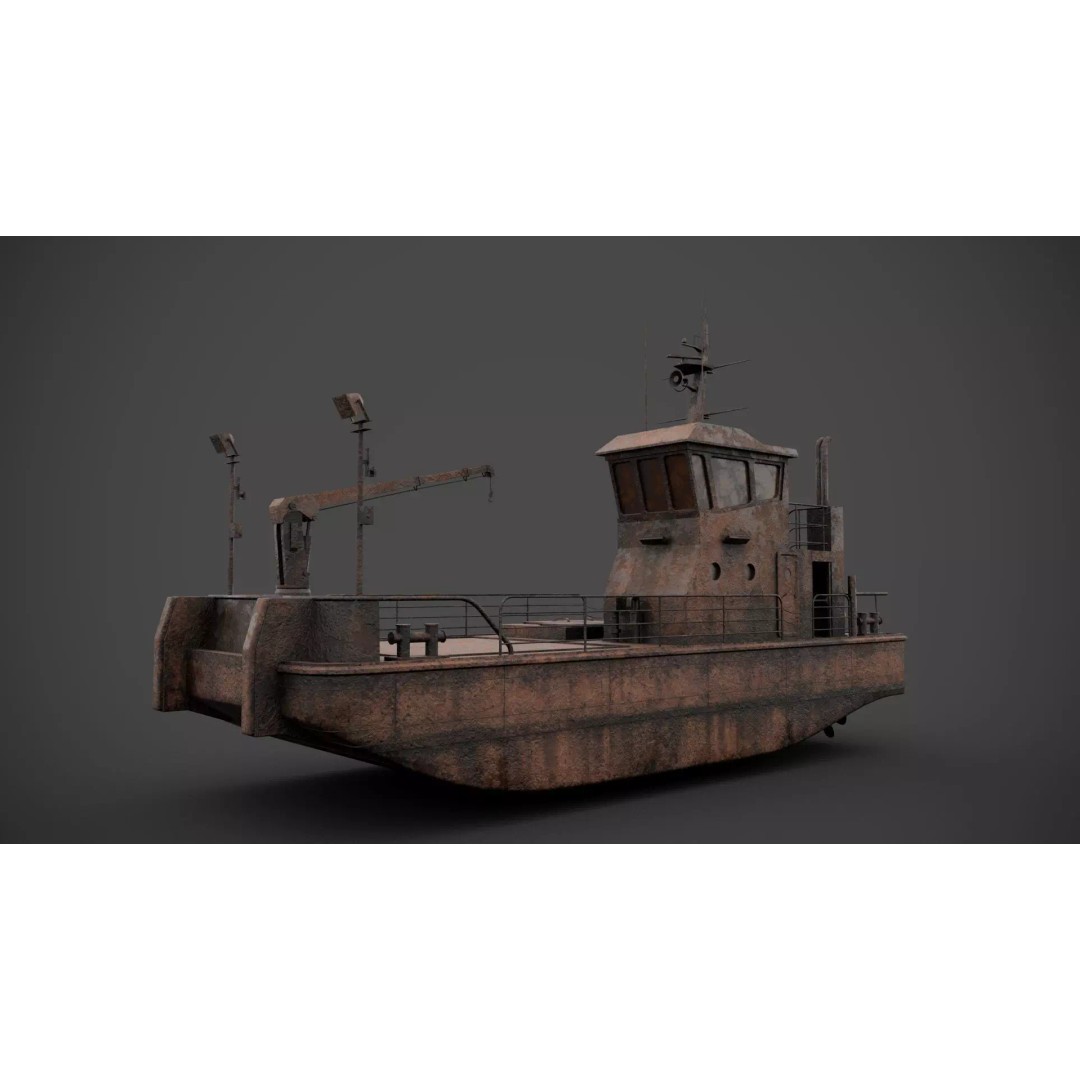 Multifunctional Tugboat 3D Model – Low Poly Industrial Asset, FBX - View 9