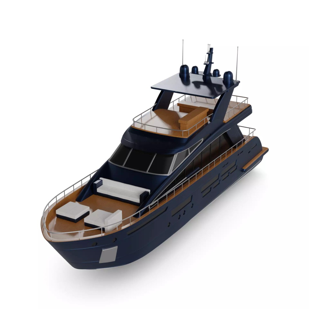 Motor Yacht 3D Model – Luxurious Recreational Watercraft, FBX