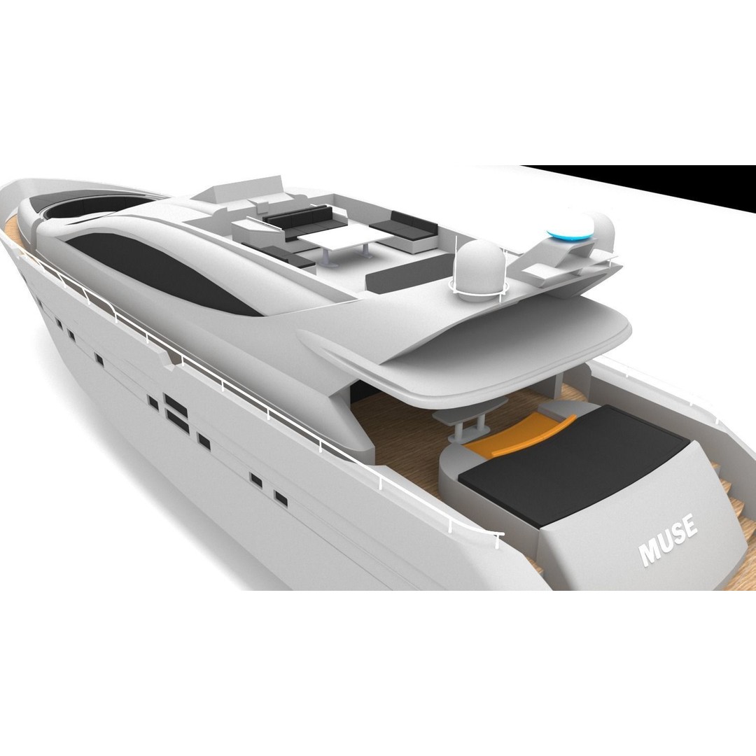 Muse Moran 3D Model – Luxury Yacht, Game-Ready FBX Asset - View 3