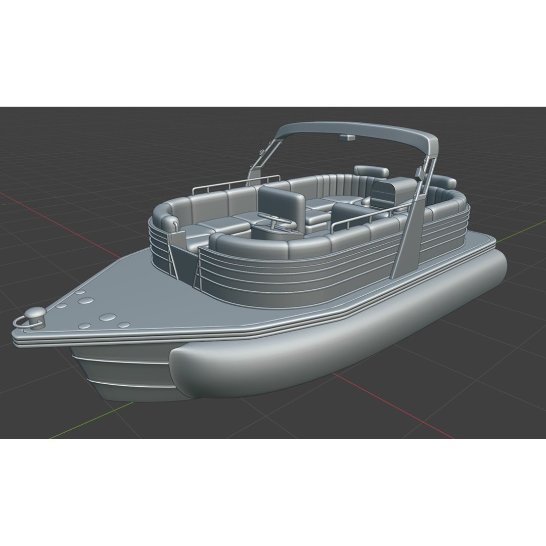 SunCruiser Luxury Performance Pontoon 3D Model – Low Poly PBR Boat, FBX - View 11
