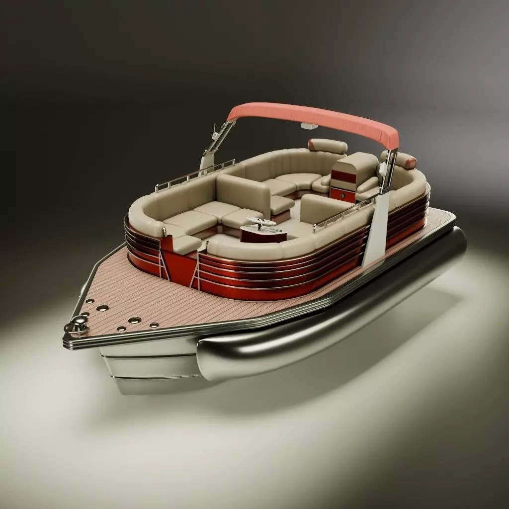 SunCruiser Luxury Performance Pontoon 3D Model – Low Poly PBR Boat, FBX - View 2