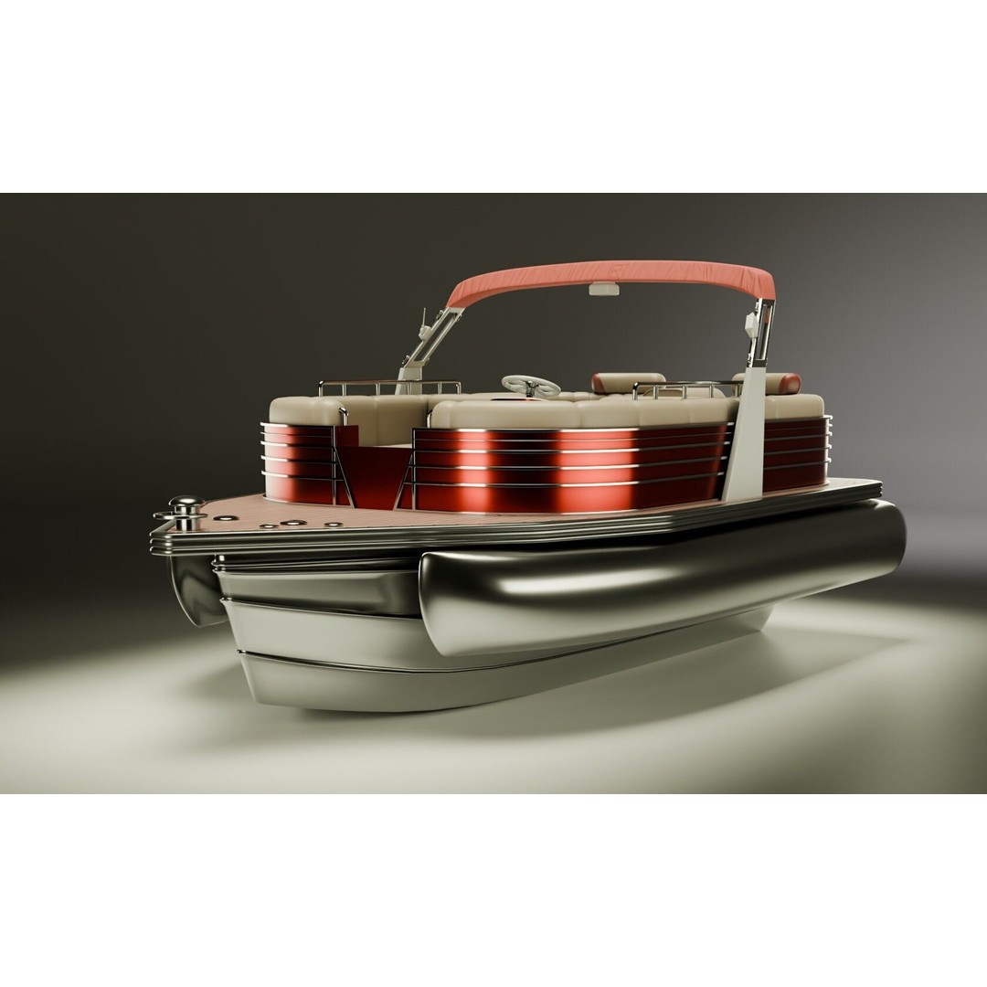 SunCruiser Luxury Performance Pontoon 3D Model – Low Poly PBR Boat, FBX - View 3