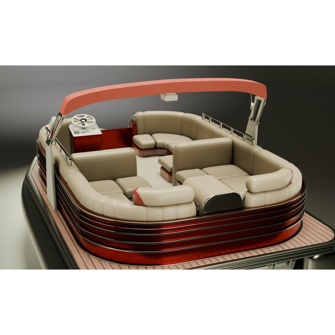 SunCruiser Luxury Performance Pontoon 3D Model – Low Poly PBR Boat, FBX - View 6
