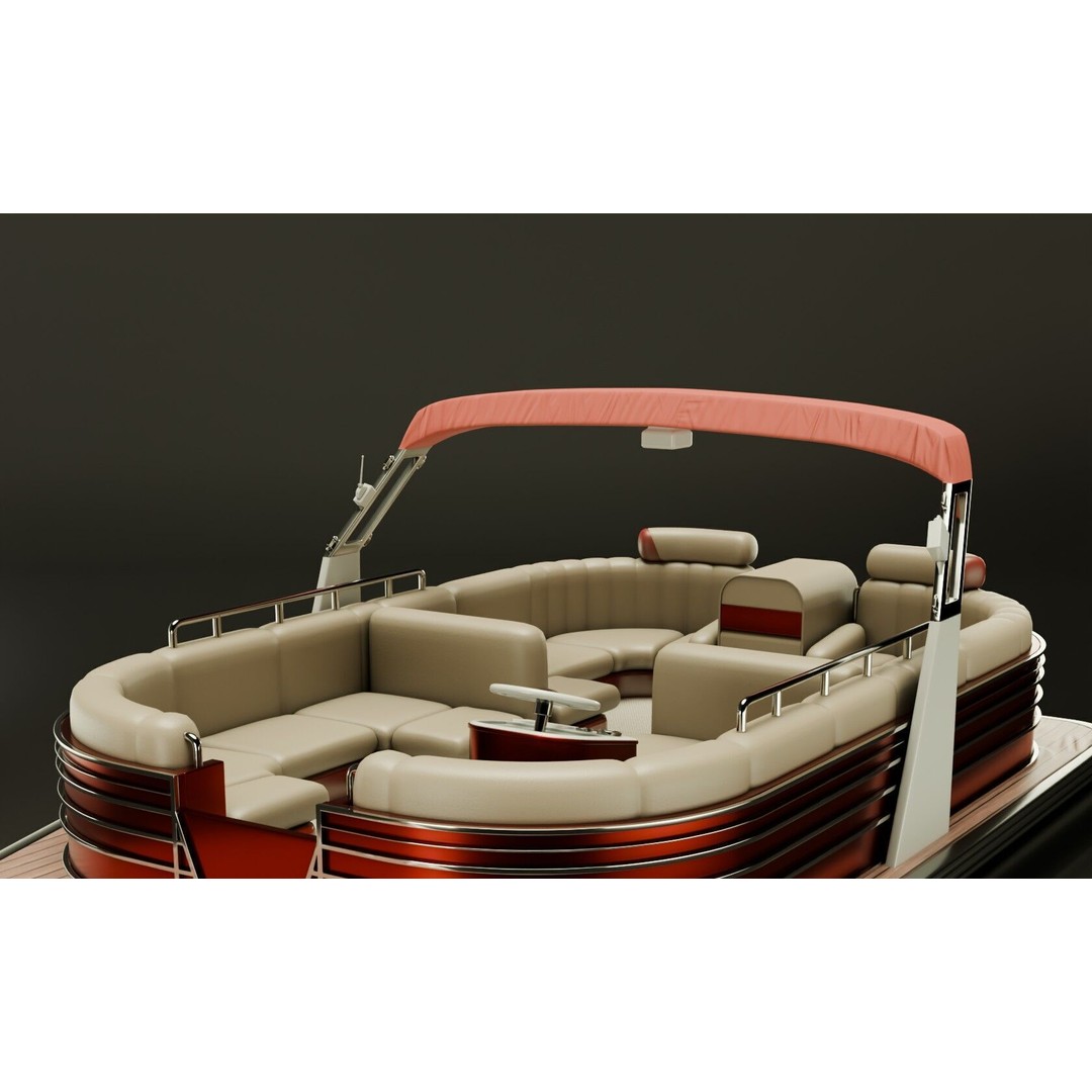 SunCruiser Luxury Performance Pontoon 3D Model – Low Poly PBR Boat, FBX - View 7