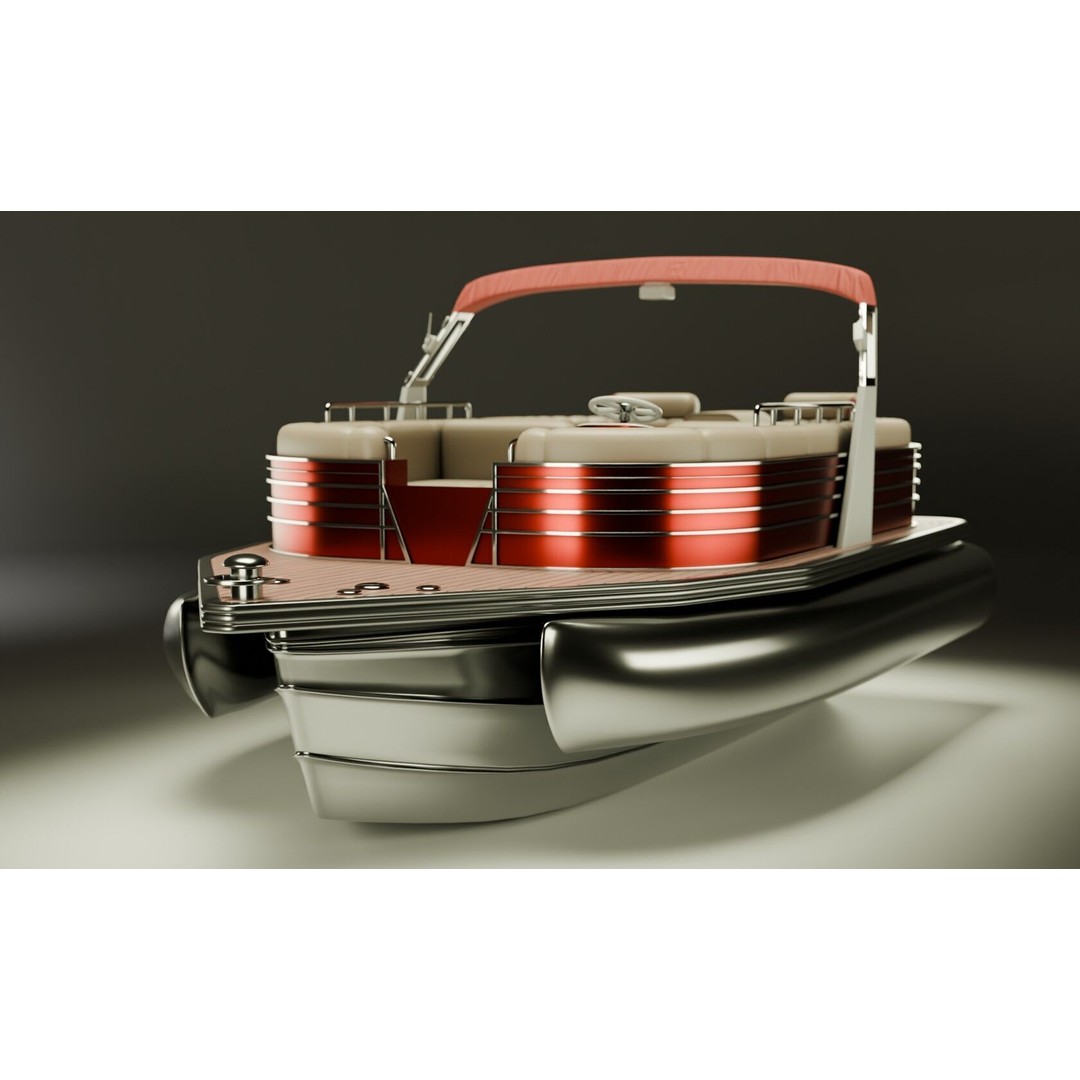 SunCruiser Luxury Performance Pontoon 3D Model – Low Poly PBR Boat, FBX - View 8