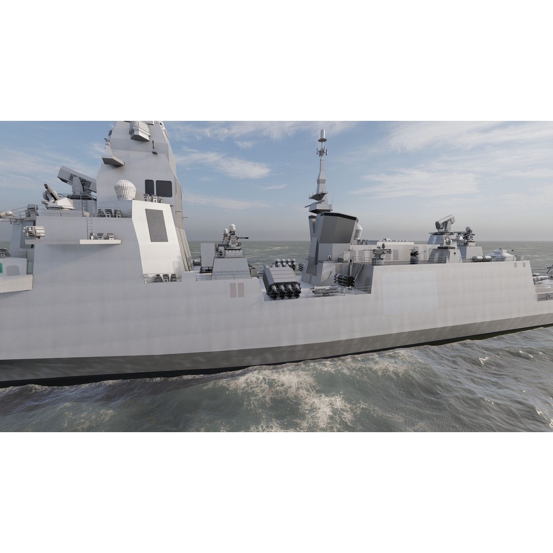 Multirole European Navy Stealth Destroyer 3D Model – Detailed Military Vessel, FBX/OBJ - View 11