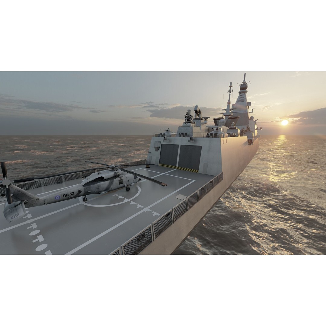 Multirole European Navy Stealth Destroyer 3D Model – Detailed Military Vessel, FBX/OBJ - View 14