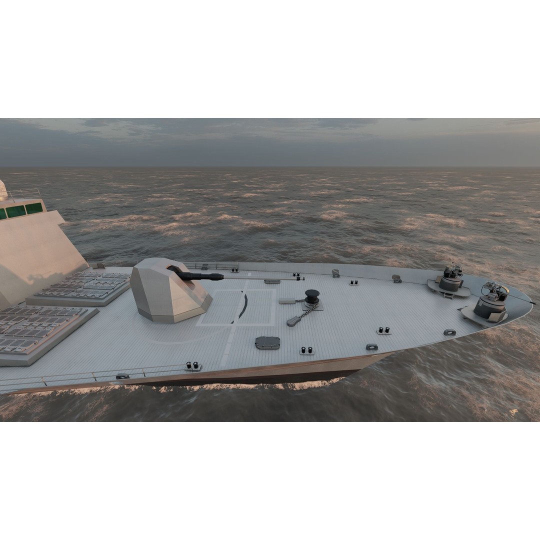 Multirole European Navy Stealth Destroyer 3D Model – Detailed Military Vessel, FBX/OBJ - View 17