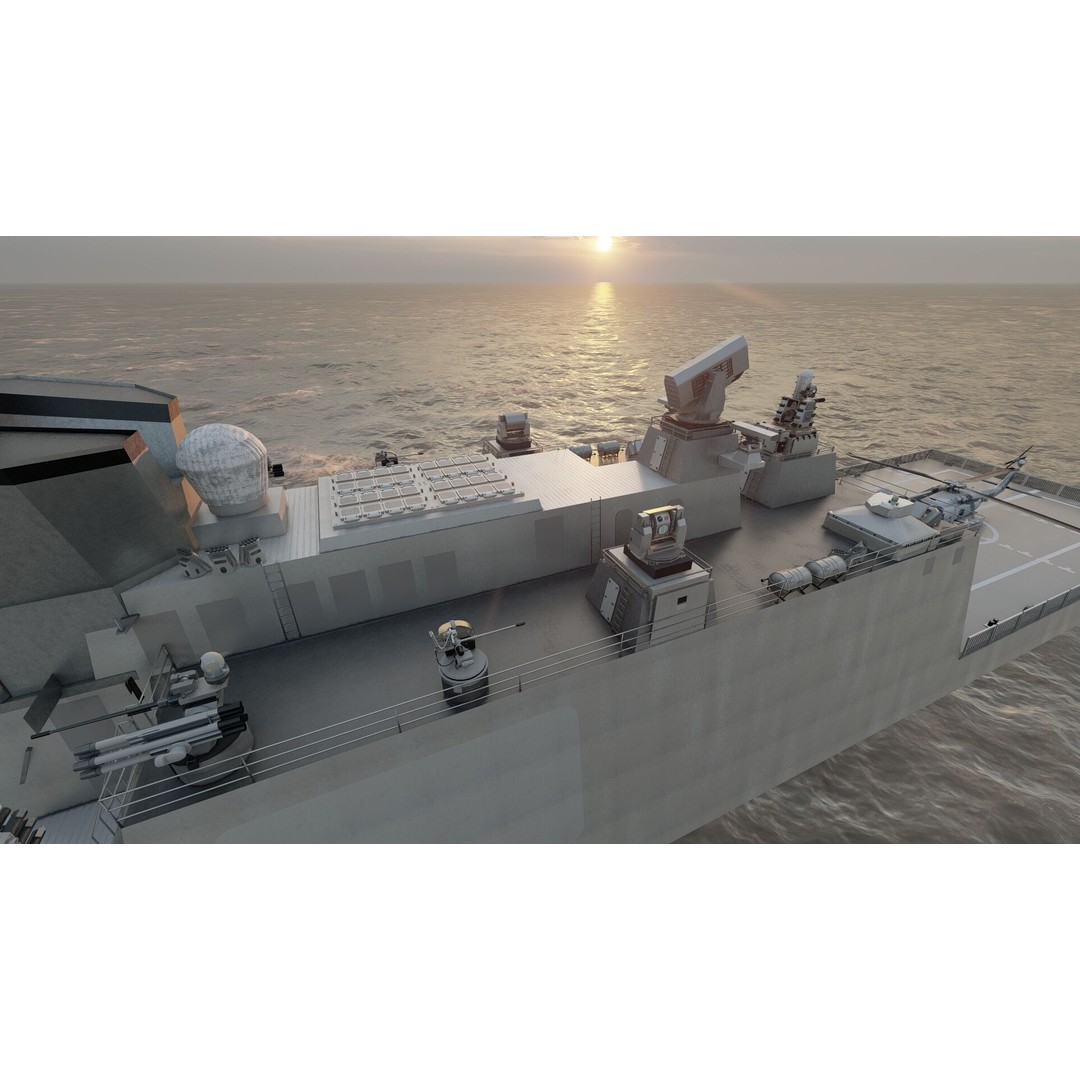 Multirole European Navy Stealth Destroyer 3D Model – Detailed Military Vessel, FBX/OBJ - View 26